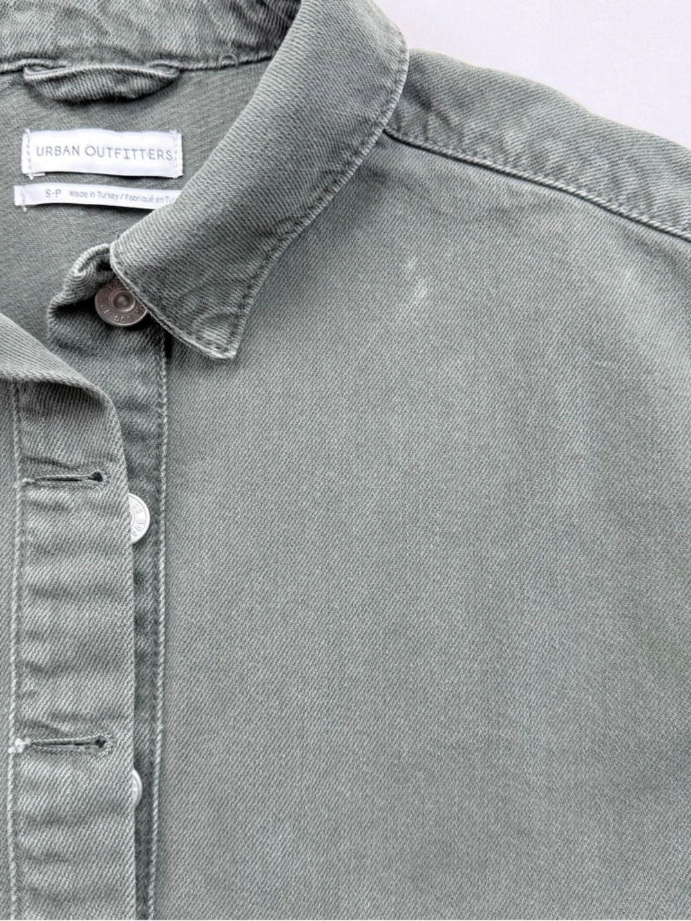 Urban Outfitters Olive Cropped Button-Front Jean Jacket